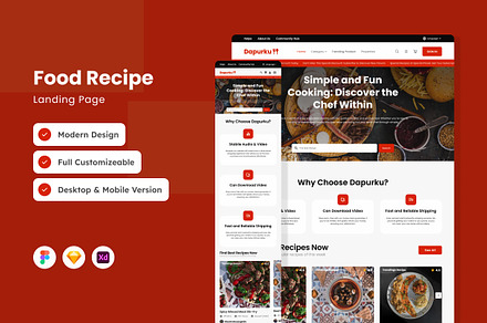 Dapurku - Foods Recipe Landing Page, a Landing Page Template by productype1
