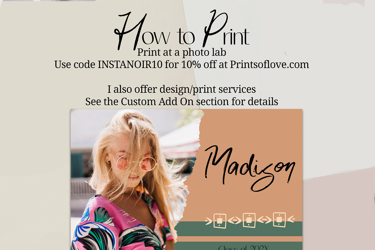 Boho Photoshop Grad Card Template, a Card Template by InstaNoirDesigns (Photo 5 of 9)