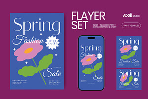 Blue Spring Sale Flyer Set, a Flyer Template by adoestudio
