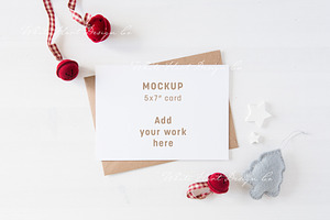 Christmas 5x7 landscape card mockup, a Print Template by White Hart Co.