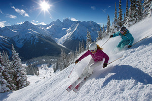 Skiers enjoying powder snow in majes, a Photo by Pixeness Studio