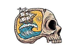 sailing on the ocean of horror, a Person Illustration by gunaonedesign