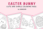 Easter Bunny Coloring Page, a Seasonal Illustration by Hanazumi (Thumbnail 1 of 3)