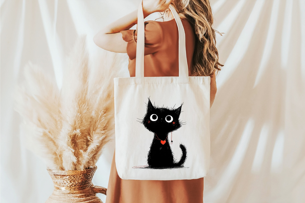 Whimsical Valentine Black Cat Clipar, an Illustration by designcity5 (Photo 3 of 5)