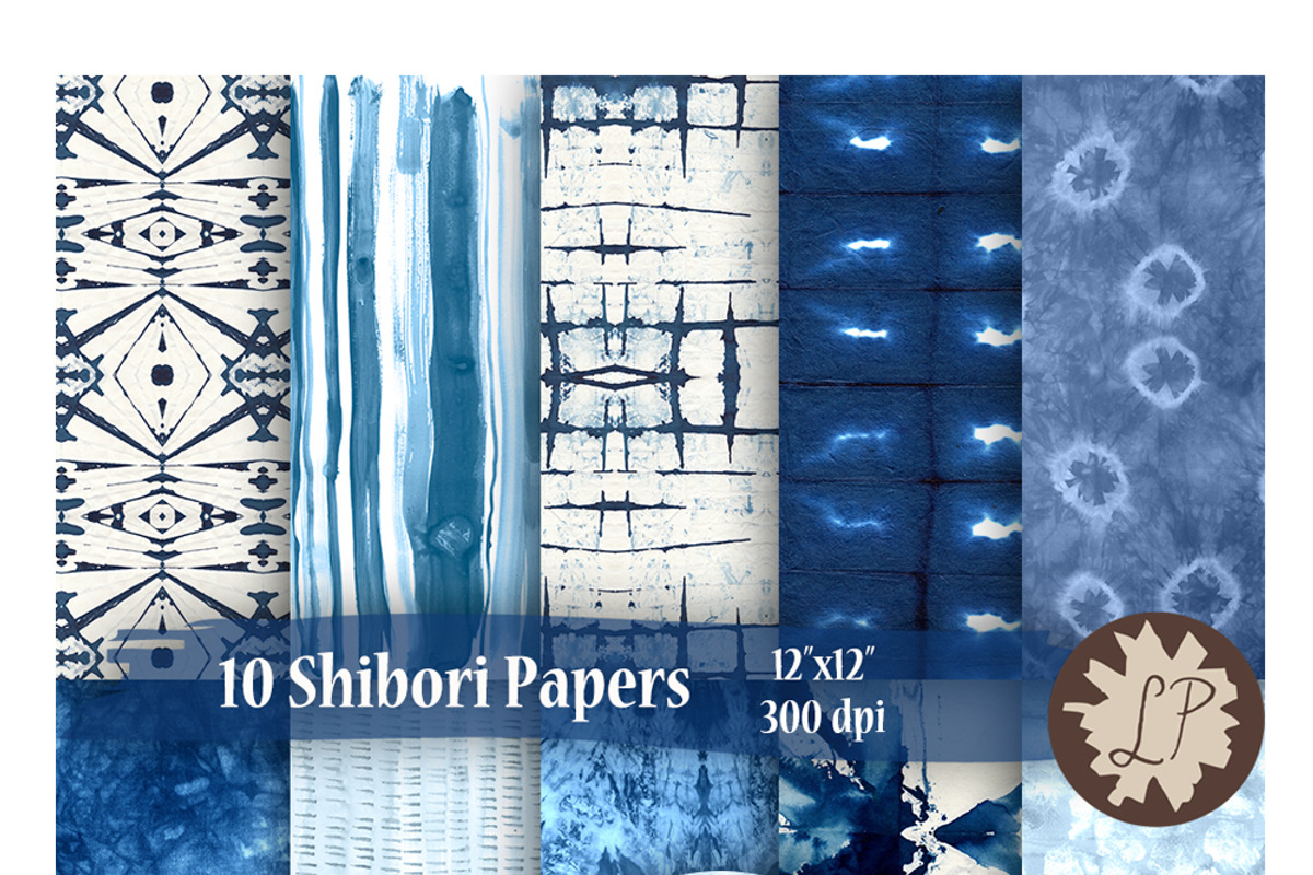 Blue Shibori Paper Pack, a Pattern Graphic by Liz Plummer (Photo 5 of 5)