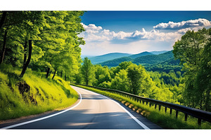 scenic view road background ai, a Transportation Photo by pikepicture