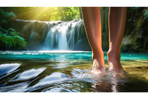 Feet in clear blue water with a, a Nature Photo by Igor Tichonow