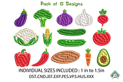Mini Vegetable Embroidery Designs, an Illustration by Craft Nest (Thumbnail 1 of 6)