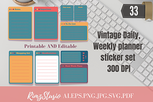 Vintage Daily/Weekly Planner Sticker