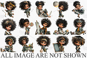 Whimsical Black Afro Girl Clipart, an Illustration by Canvas Craft (Thumbnail 3 of 7)