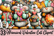 Whimsical Valentine Cats Clipart Bun, an Illustration by SVGArt (Thumbnail 1 of 7)