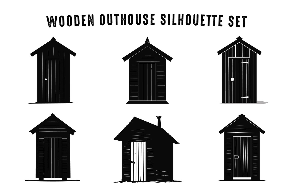 Old Wooden Toilet Silhouette Set, an Object Illustration by Gfx Expert Team (Photo 2 of 3)