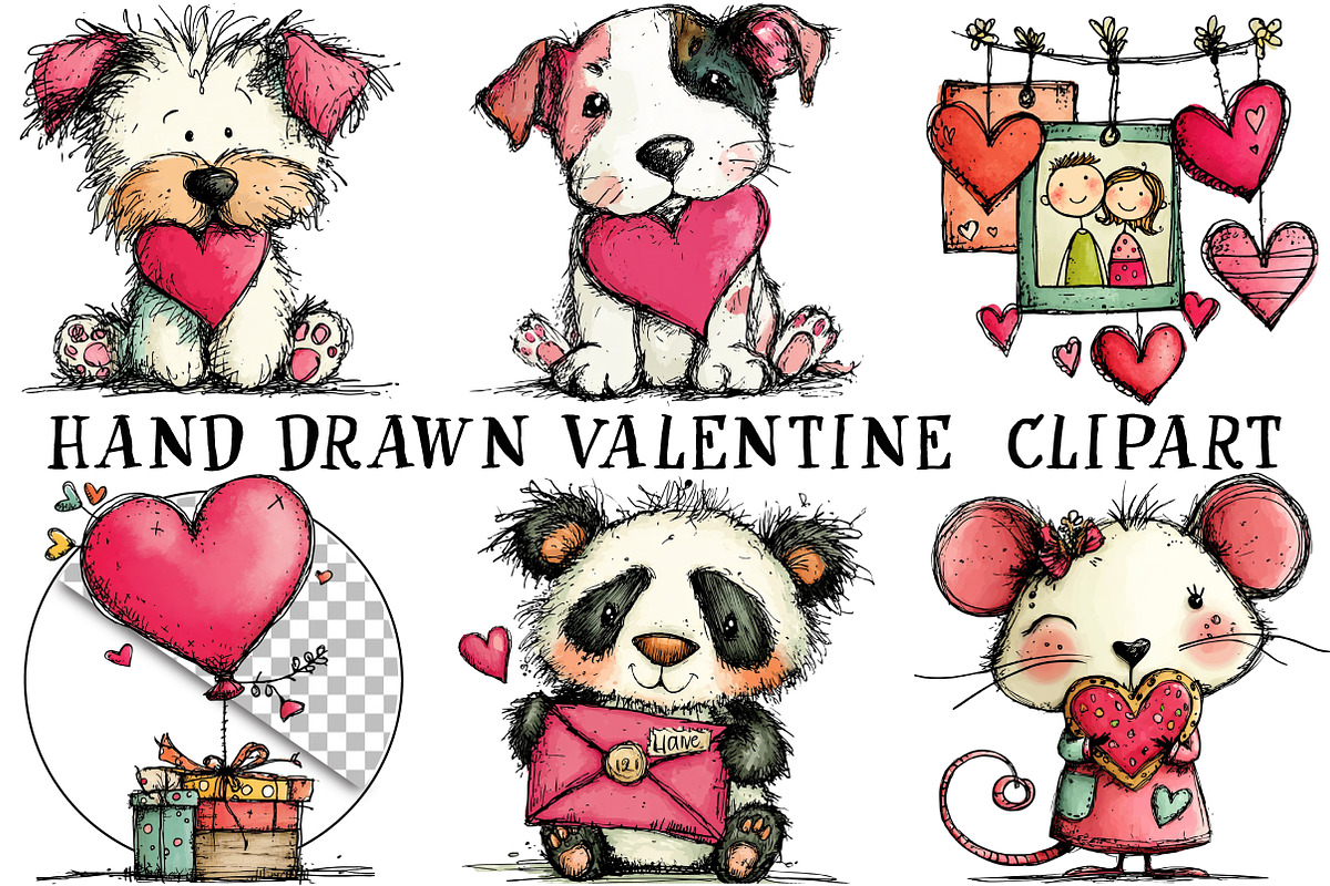Hand Drawn Valentine Clipart, an Illustration by OK Design (Photo 2 of 6)