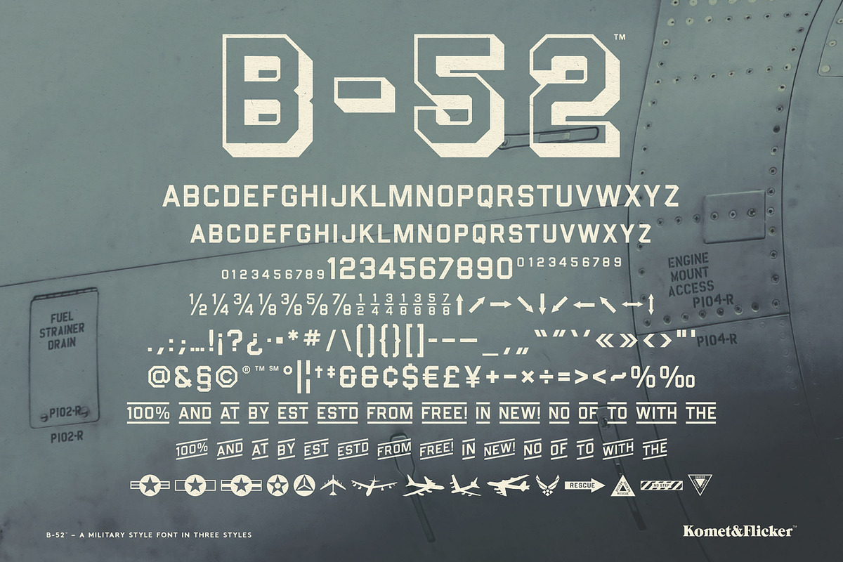 B-52 – A Military Style Font, a Sans Serif Font by Komet & Flicker (Photo 14 of 14)
