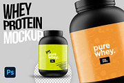 Whey Protein Supplement Mockup, a Cups & Container Mockup by Layerform Design Co. (Thumbnail 1 of 3)