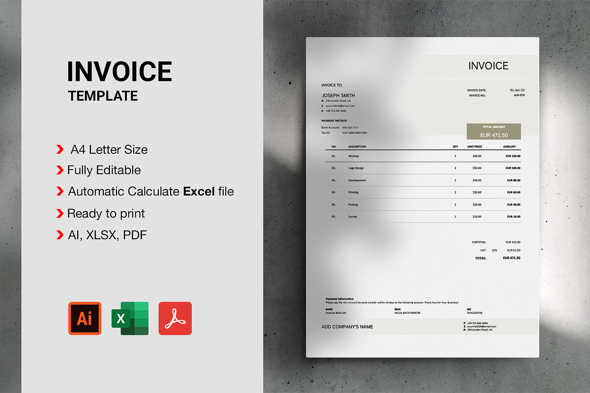 Neutral Invoice Template, a Resume Template by Ree_Creative (Photo 1 of 2)