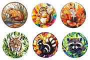 Round Stained Glass Forest Animals, an Illustration by CreationArt (Thumbnail 2 of 5)