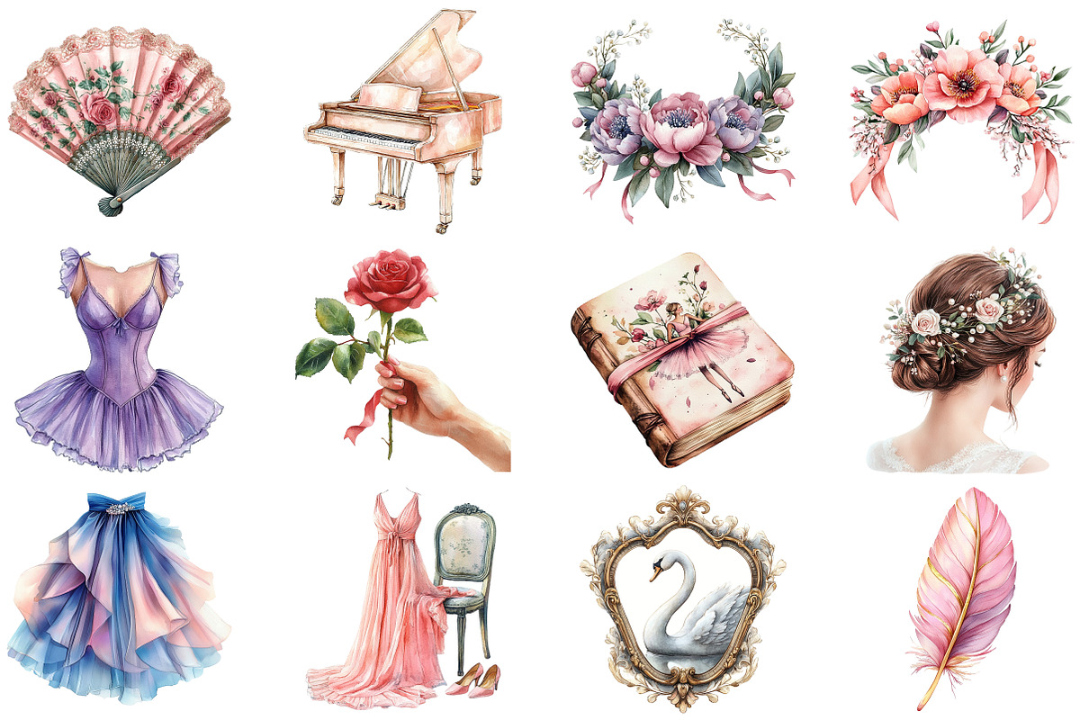 Watercolor Ballet Whisper Clipart, an Illustration by Craft Nest (Photo 3 of 4)