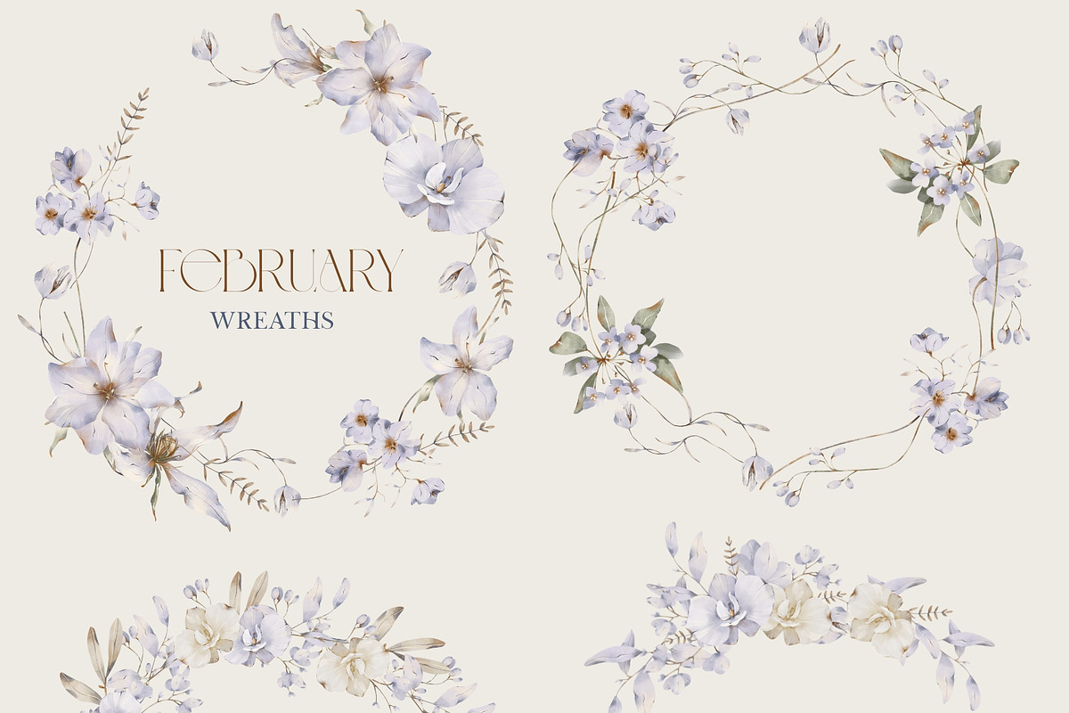 FEBRUARY Soft Floral Collection, a Seasonal Illustration by ArtMaslyana (Photo 6 of 8)