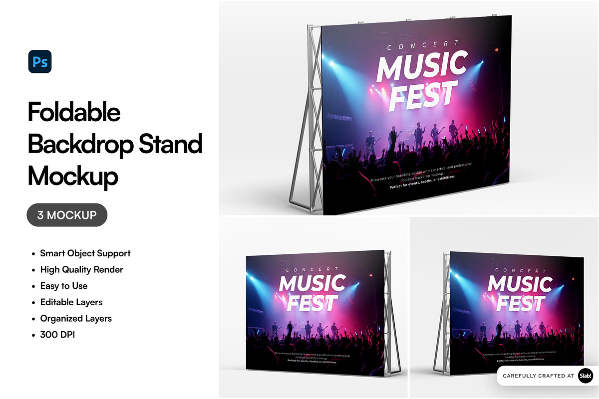 Foldable Backdrop Stand Mockup, an Advertising Mockup by SLAB! Design (Photo 1 of 5)