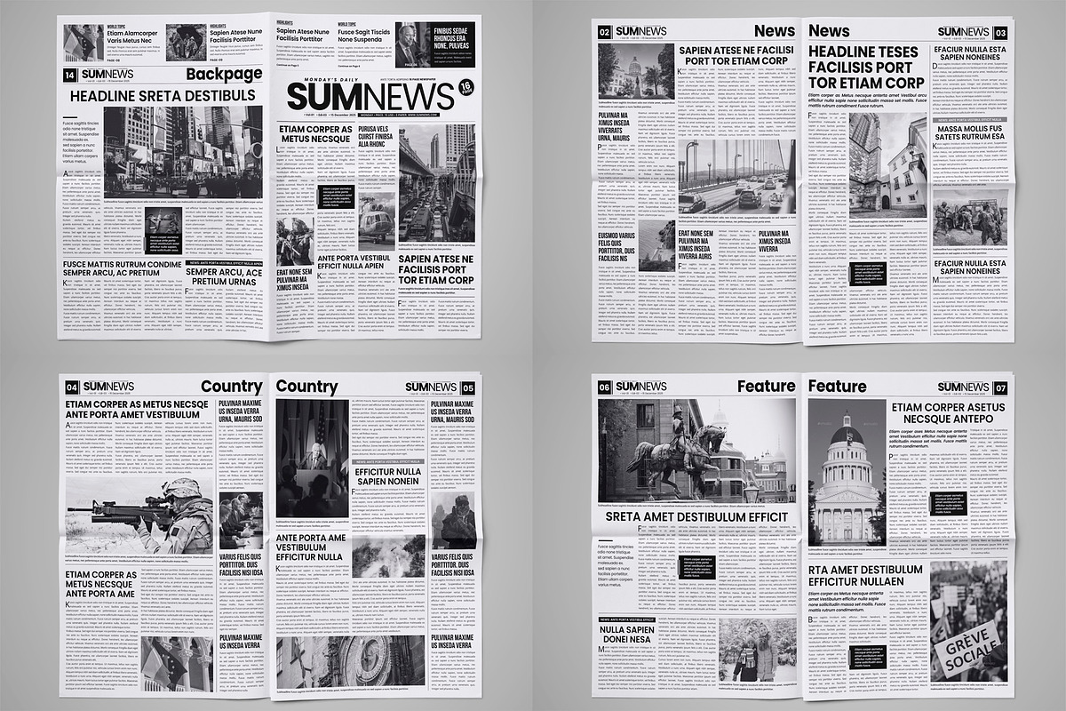 Newspaper Design Bundle - 6 in One, a Magazine Template by Miyaji75 (Photo 3 of 13)