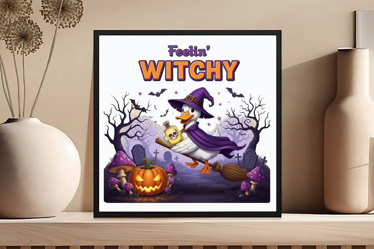 Halloween Witch Goose Feelin' Witchy, an Illustration by DreamCafeArt (Photo 3 of 7)