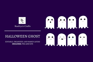 Simple Halloween Ghosts, a Seasonal Illustration by Raafeya's Crafts