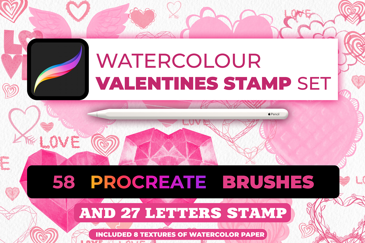 85 Romantic Brush Stamps Procreate, a Brush Add-On by Graphics Resources (Photo 1 of 11)