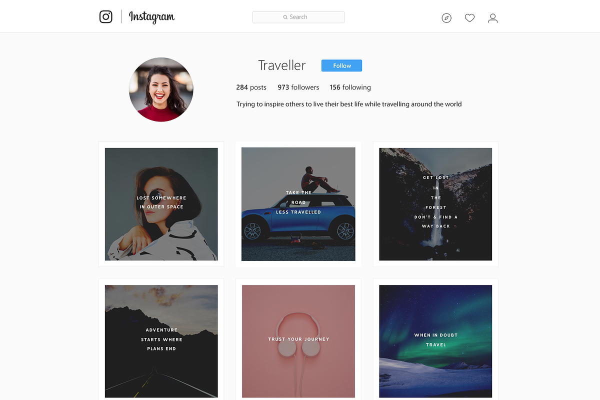 49 Instagram Travel Quote Images, a Social Media Template by Conflutech Designs (Photo 1 of 5)