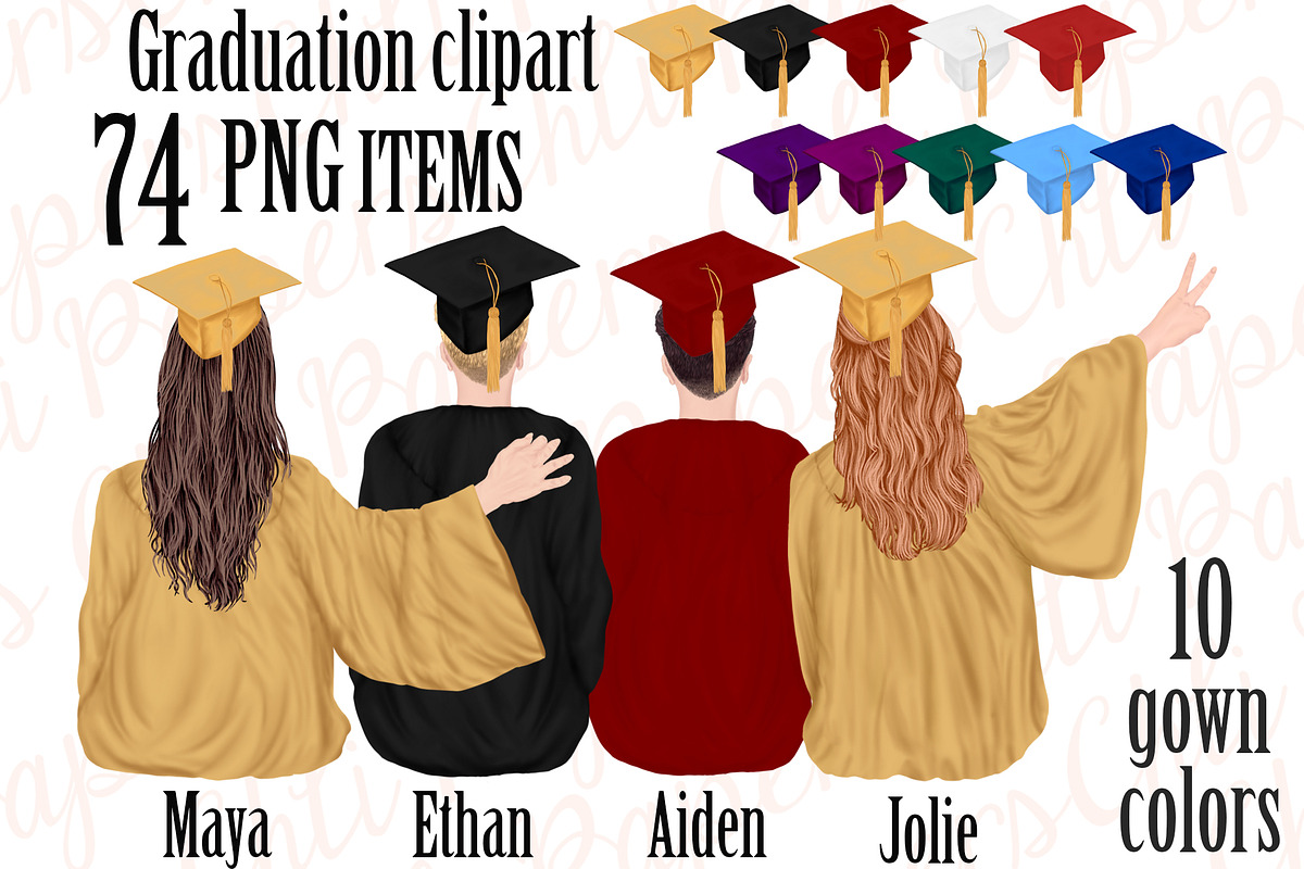 Graduation Clipart,Graduation gowns, an Education Illustration by chilipapers (Photo 1 of 5)