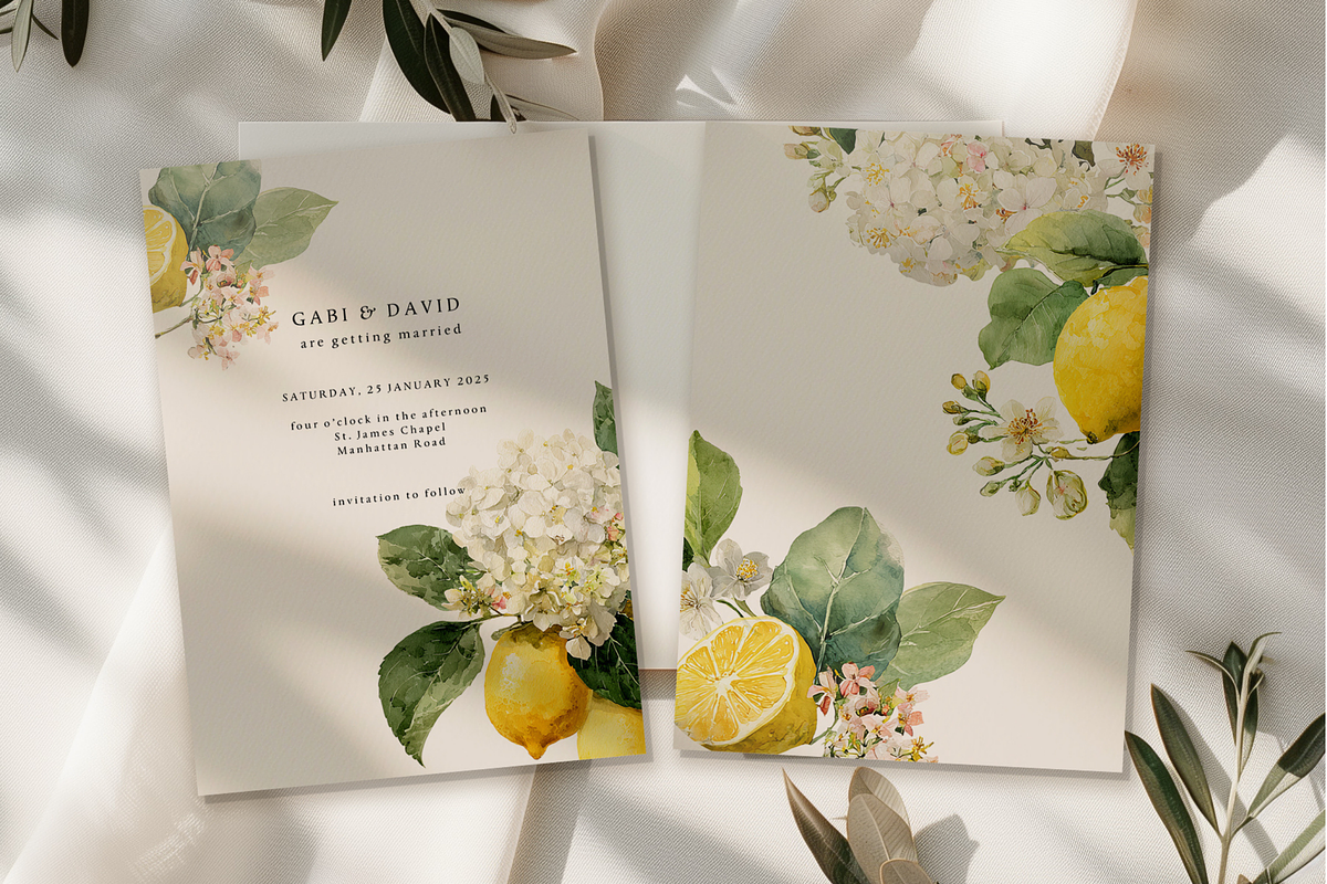 Watercolor Lemons & Hydrangeas, a Decorative Illustration by ThaismotaCreativeCo (Photo 10 of 12)