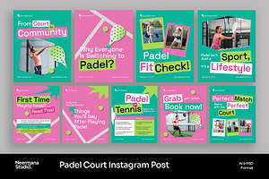 Teal Pink Padel Court Instagram Post, a Social Media Template by Neermana