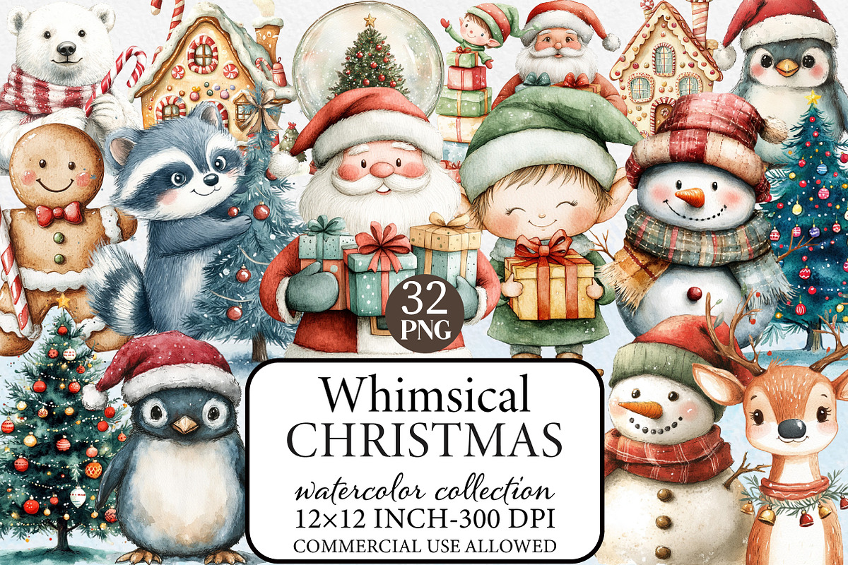 Whimsical Christmas Clipart Bundle, an Illustration by Libby Wishes (Photo 1 of 7)