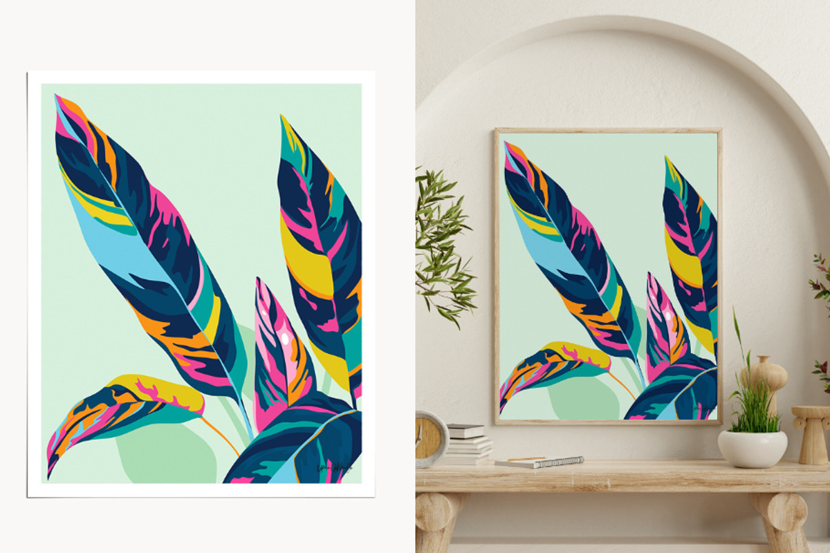 Dopamine Botanical Art Printable, an Illustration by The Wall Art Mockup Shop
