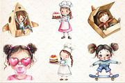 Quirky Little Girl Sublimation Clipa, a Seasonal Illustration by Rose Art (Thumbnail 2 of 3)
