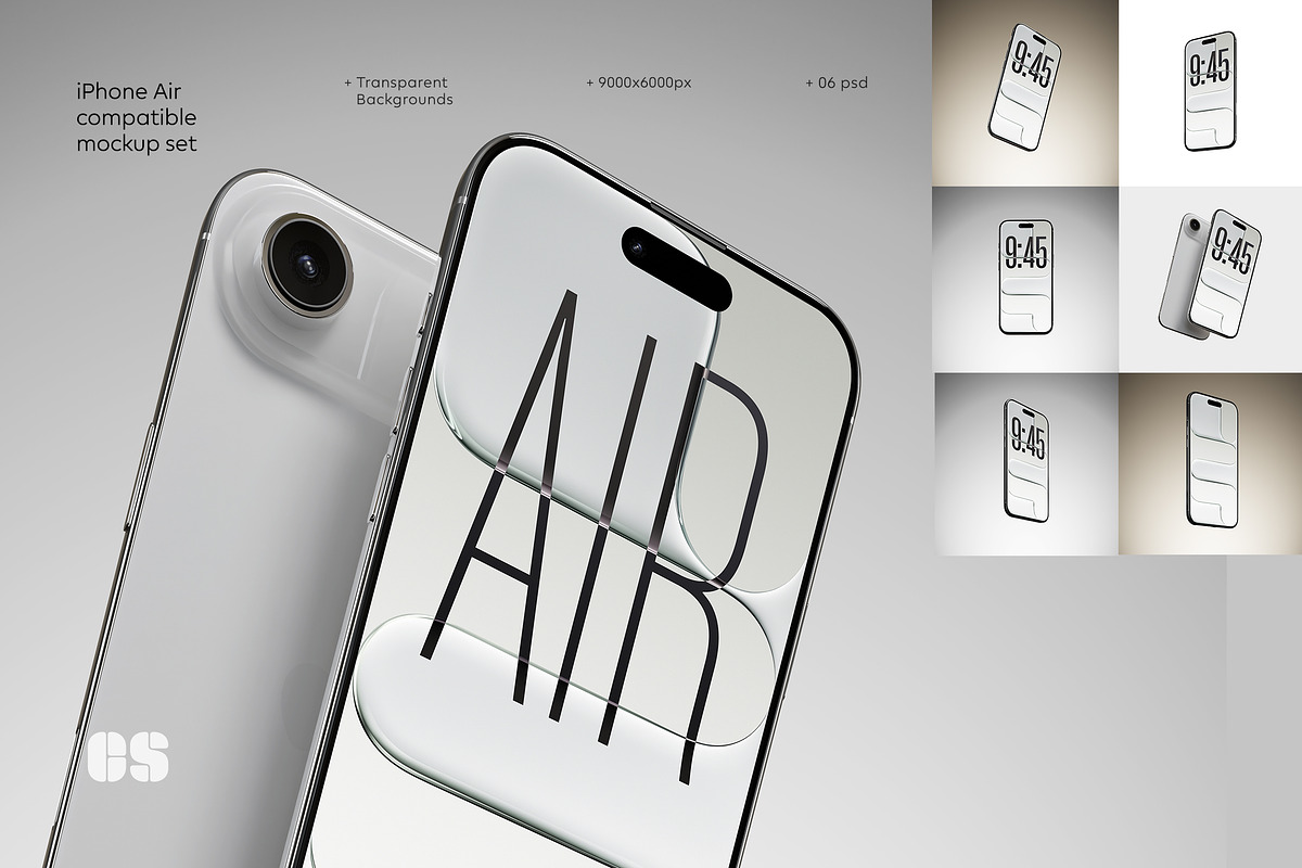 iPhone Air Mockup Set, a Device Mockup by Croma Studio (Photo 1 of 6)