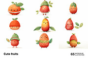 Cute fruits. 65 images, a Food Illustration by Handmadefont (Thumbnail 4 of 13)
