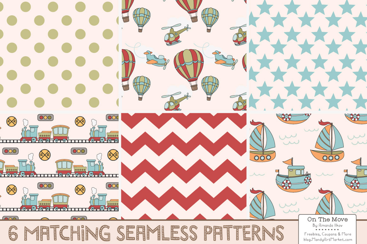 Transportation Clipart & Patterns, a Transportation Illustration by Amanda Ilkov (Photo 3 of 3)