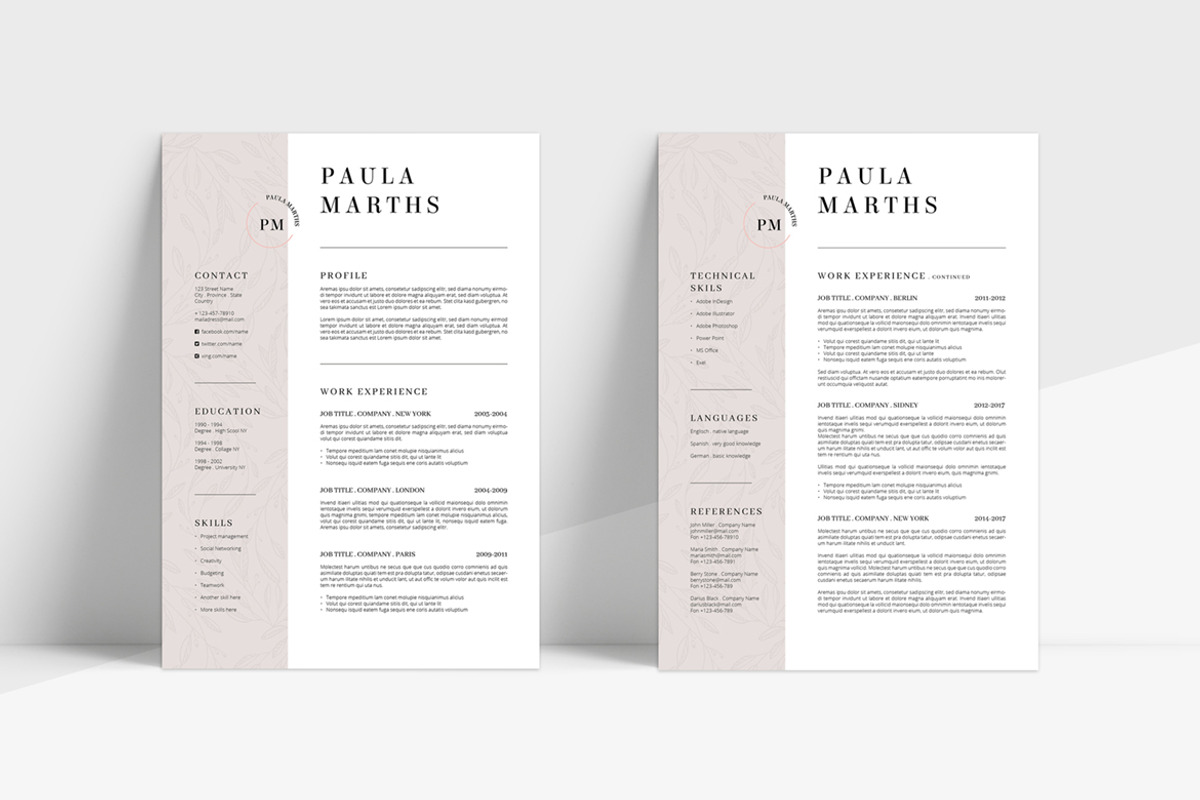 FLORAL Resume/CV + Cover Letter, a Resume Template by AgataCreate (Photo 4 of 10)