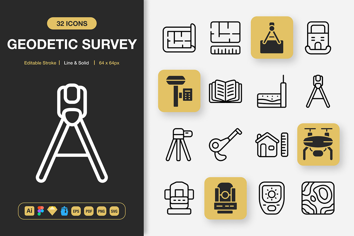 Geodetic Survey Icons, an Icon by Spacepixel Creative (Photo 1 of 3)