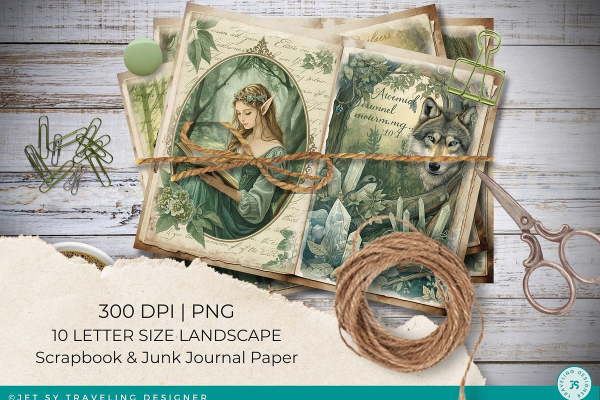 Enchanted Forest Junk Journal Pages, a Background Graphic by Traveling Designer (Photo 2 of 3)