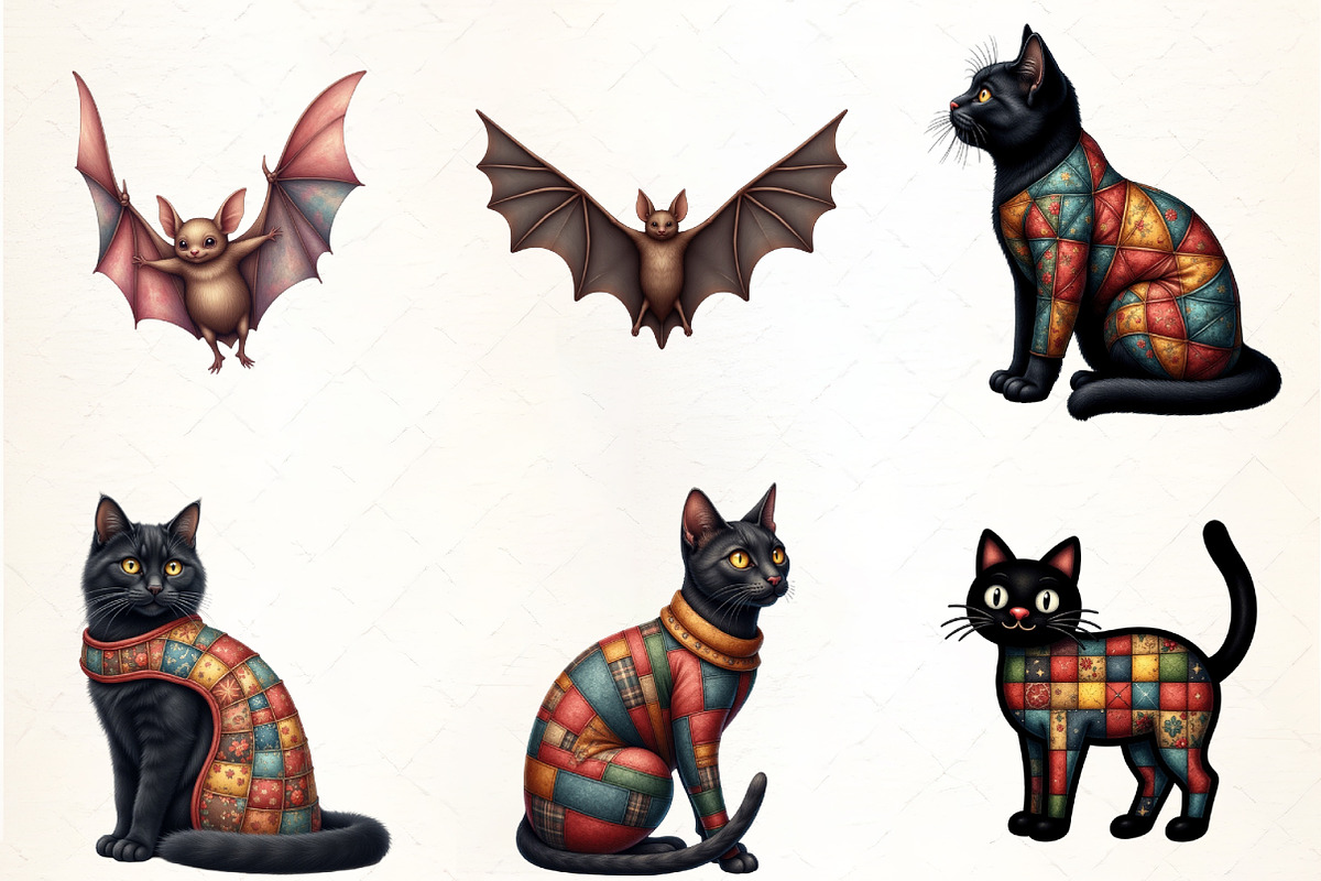 Cute Patchwork Halloween Clipart, an Illustration by CrexoraLab (Photo 3 of 5)
