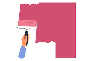 Hand with roller paints wall. Home, an Object Illustration by Vectorbuum