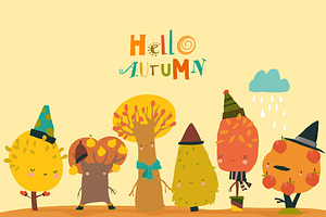 Cartoon Colorful Autumn Trees., an Illustration by Maria Starus