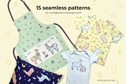 Cute llamas: big clipart&pattern set, an Animal Illustration by Pikovit (Thumbnail 7 of 11)