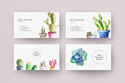 Watercolor Succulent Business Card, a Business Card Template by SlideStation (Thumbnail 1 of 3)