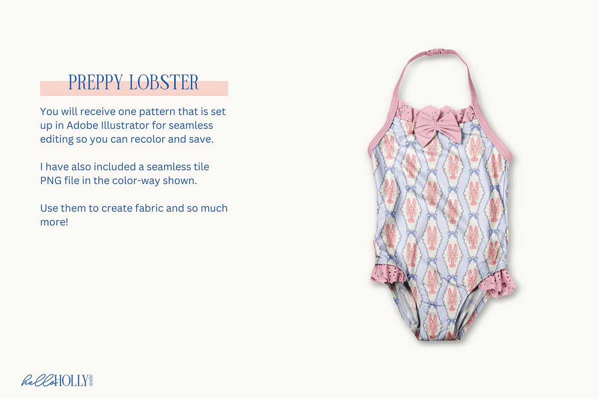 Preppy Lobster Pattern - Pink Blue, a Pattern Graphic by Hello Holly Studio (Photo 3 of 10)