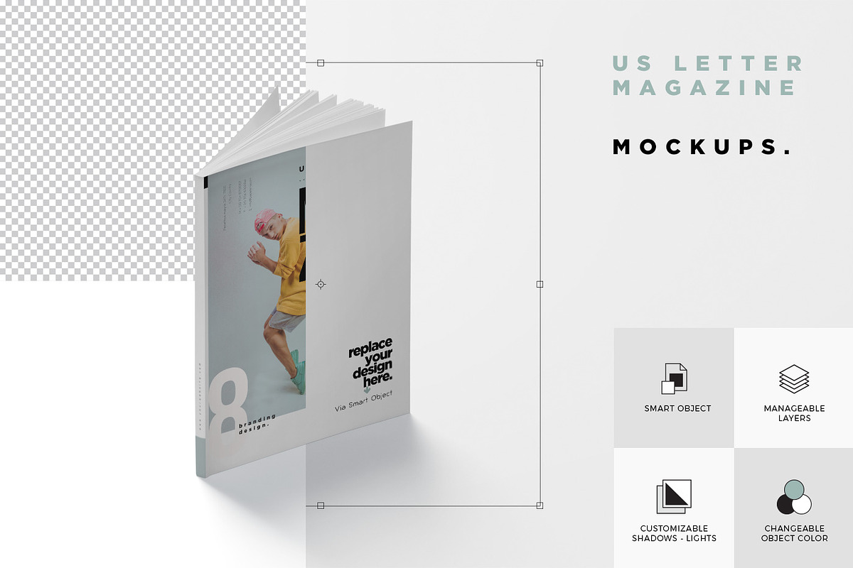 US Letter Size Magazine Mockups, a Books & Magazine Mockup by GfxFoundry