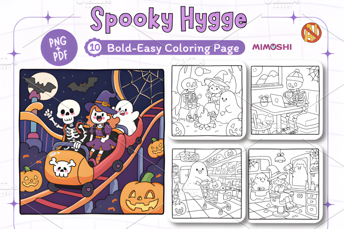 Spooky Hygge Halloween Coloring, a Seasonal Illustration by Coco Bloom (Photo 1 of 4)