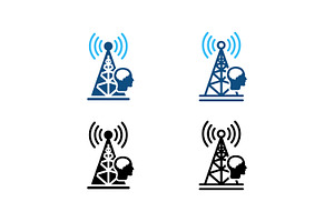 Telecommunication tower brain icon